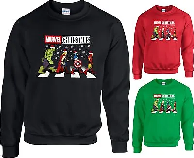 Buy Superheroes Walk Christmas Jumper Beatles Walk Santa Hat Spoof Xmas Hulk Ironman • 22.99£