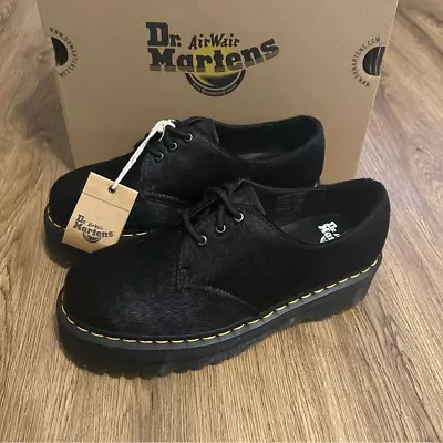 Buy DR MARTENS 1461 Quad Black Hair Leather Platform Oxfords Shoes Women’s 9 New • 154.42£