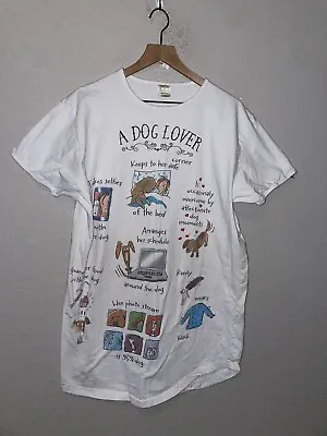 Buy Y2K Rel-e-vant A Dog Lover Puppy Dogs Graphic White Sleep Shirt Sleeper Women OS • 28.82£