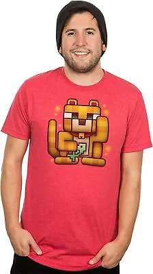 Buy Officially Licensed Minecraft Lucky Ocelot Mens Red T Shirt Minecraft Merch • 9.95£