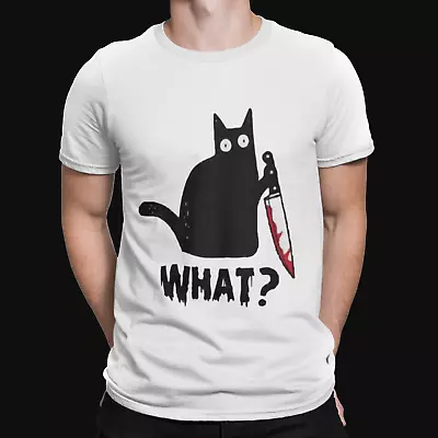 Buy Mudafakers Cat Knife T-Shirt - Funny - Retro - Cool - Halloween - TV - Film WHAT • 8.39£