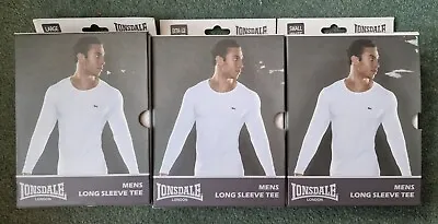 Buy LONSDALE T Shirt Mens BOXED SMART CASUAL TEE WHITE Long Sleeves UK BNWT • 10.99£