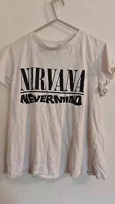 Buy V1 White Nirvana Never Mind Band T Shirt Concert Vgc Official 2020 Ladies S • 0.99£