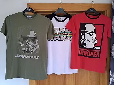 Buy Three Star Wars T Shirts M&S 13-14, 14-15 Years & Mens Small Bundle • 9.99£