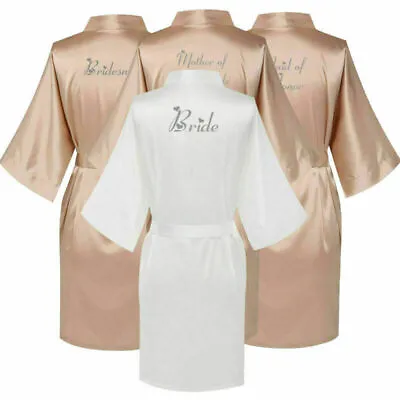 Buy Bride Bridesmaid Wedding Kimono Silk V-Neck Robe Pajamas Champagne • 10.89£
