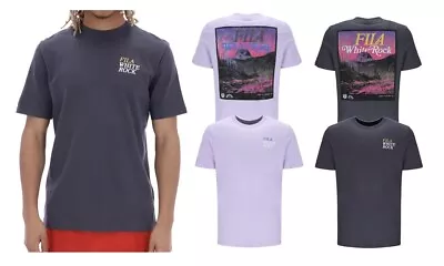 Buy FILA White Rock Men's T-Shirt Short Sleeve Summer Purple & Grey Tee Cotton S-4XL • 14.99£