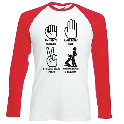 Buy Funny Adult Humour  Nothing Beats A Blowjob  Raglan Longsleeve Baseball T-shirt • 16.99£