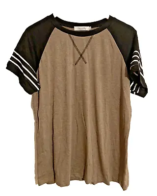 Buy Ladies T Shirts Short Sleeve Crew Neck Raglan Striped Tees Tunic Tops    SMALL • 6.99£