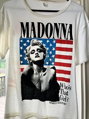 Buy Vintage Rare 1987 MADONNA Who's That Girl World Tour T-shirt | Size: L • 269.32£