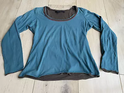 Buy Boden Top 8/10 Double Layer Turquoise Green Brown Cotton Scoop Neck • 4.99£