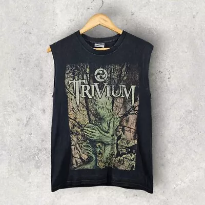 Buy Trivium Sleeveless Grunge Heavy Metal Graphic Print T-Shirt Small • 19.95£