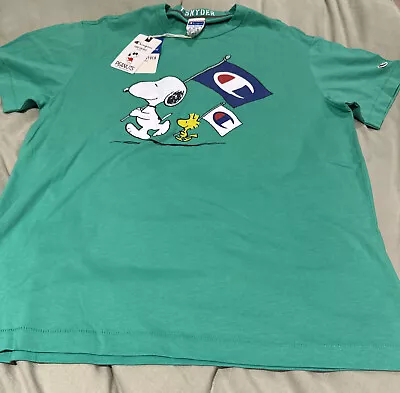 Buy Champion Todd Snyder T-shirt Snoopy Peanuts American Football Green Large Mint • 29.99£