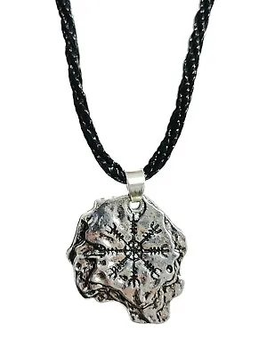 Buy Helm Of Awe Necklace Pendant  Aegishjalmr Pewter Cord Norse Viking Jewellery • 6.49£
