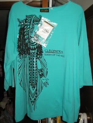 Buy Bob Mackie Wearable Art 1X Cleopatra Queen Of The Nile 3/4 Sleeve Top NWT • 19.21£