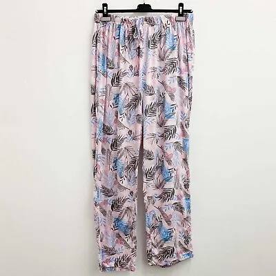 Buy Evans Pink Palm Print Curve Fit Pyjama Bottoms UK 22/24 • 12£