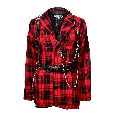 Buy Heartless Devas Jacket Red Tartan Ladies Goth Punk Emo Alternative Chains Belt • 74.99£
