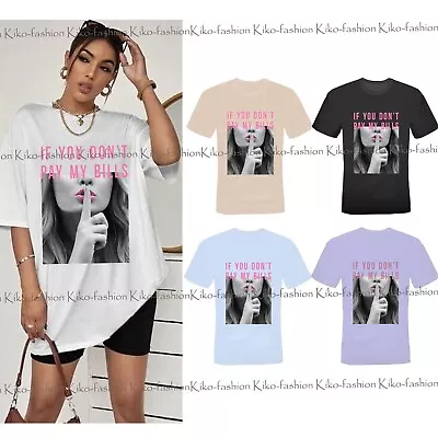 Buy Womens T Shirt Ladies Oversized Baggy Fit Short Sleeve Slogan T-shirt Tee Tops • 7.90£