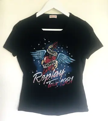 Buy Rock Band Chic Vintage Metal Band Look Designer Boutique Black Tee By Replay 8 • 16£