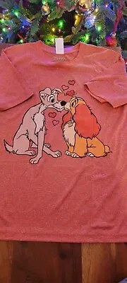 Buy Lady And The Tramp Disney T-shirt, Youth Medium Red • 10.23£