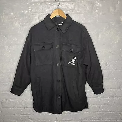 Buy Kangol X H&M Charcoal Black Oversized Twill Shirt Jacket Button Shacket - Small • 39.97£