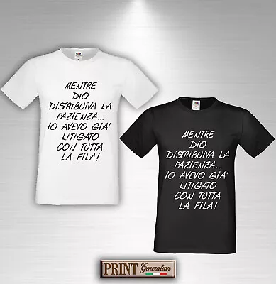 Buy T-Shirt While Dio Distribuiva La Patience Men's Sentence Funny • 18.45£