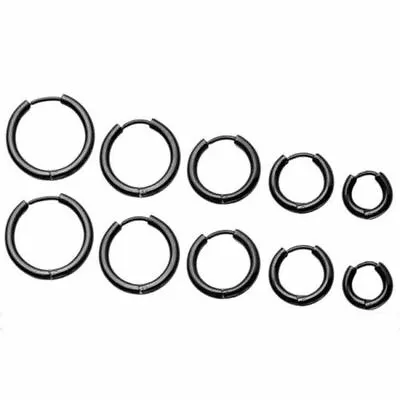Buy Men Women Titanium 316L Stainless Steel Round Hoop Gothic Earrings Punk Jewelry • 1.99£
