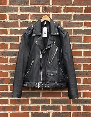 Buy All Saints Mens XL NADE Studded Leather Biker Jacket Bomber Moto A397 • 349.99£