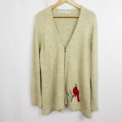 Buy Woolrich Embroidered Cardinal Bird Sweater Sz 2XL Oatmeal Beige Heathered Knit • 33.07£