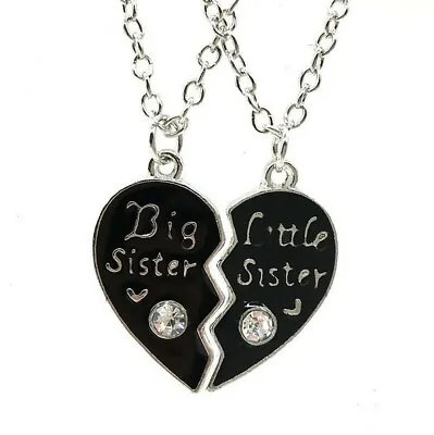 Buy Big Little Sister Break Love Heart Necklace Charm Pendant Family Jewellery Gift • 3.99£