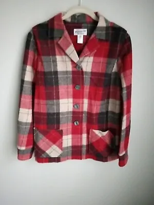 Buy Pendleton  Shirt Jacket Womens Red Plaid 100% Virgin Wool Size Medium • 42.63£