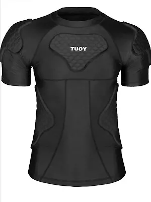 Buy DGYAO Shoulder Protector Padded Comprssion T Shirt, Men's Rugby Safe Guard... • 25£