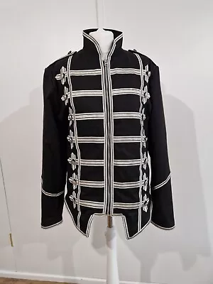 Buy Ro Rox Goth Military Black Parade Jacket  Marching Band Long Sleeve Drummer Coat • 45£