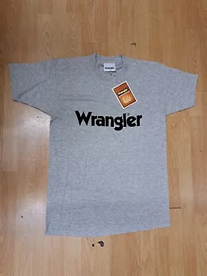 Buy Wrangler Spellout T Shirt Large Grey Crew Round Neck  New Tags Cotton Retro. • 12.59£