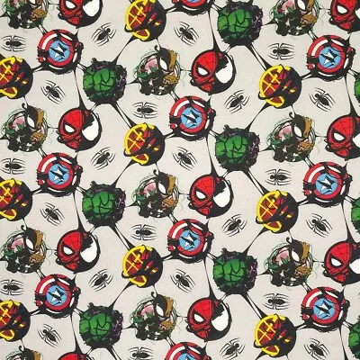 Buy 100% Cotton Fabric Digital Marvel Avengers Venom Spiderman Hulk Groot 140cm Wide • 8£