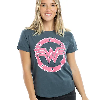 Buy Wonder Woman Ladies T-shirt Emblem Logo Grey S-XL Official DC Comics • 13.99£