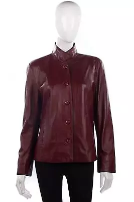 Buy Pieles Yusra Leather Jacket Burgundy Size 44 (UK 12) • 35£