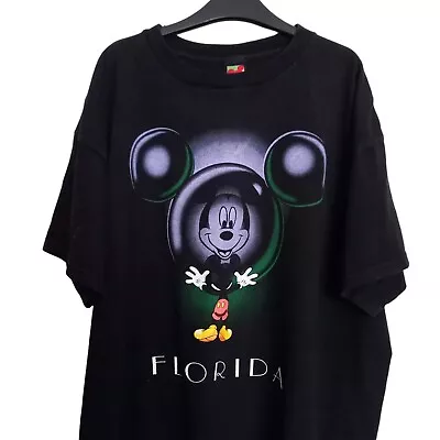 Buy Mickey Mouse Florida Graphic Print T-Shirt Black XL • 11.99£