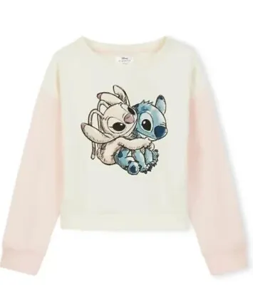 Buy Disney's Lilo & Stitch Gift Pink White Pullover Sweatshirt Girls 9 10 11 12 Year • 7.99£