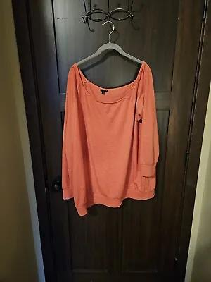 Buy EUC Torrid Women's Plus Orange Coral Open Scoop Neck Sweatshirt Top Size 3X • 16.38£
