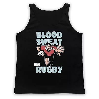 Buy Blood Sweat And Rugby Slogan Sports Lover Cool Unisex Tank Top Vest • 19.99£