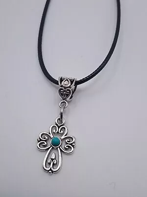 Buy Turquoise Stone Cross Protection Pendant  Necklace Goth  Alternative Jewellery • 3.95£