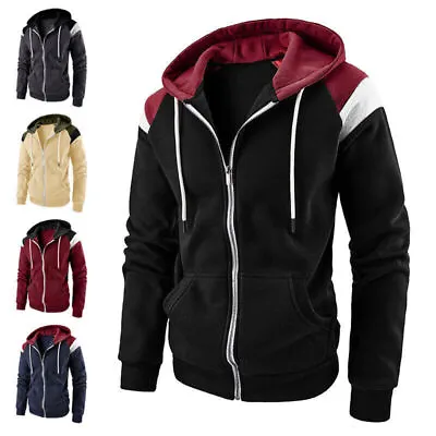 Buy Men's Thermal Up Hooded Zip Cardigan Men Warm Sport Fleece Hoodie Long Sleeve UK • 22.64£