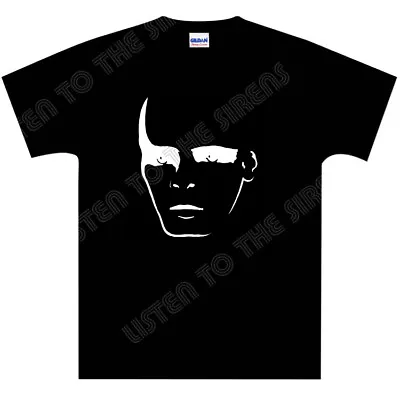 Buy SILVER Tubeway Army Face Logo On Black T-Shirt  - Gary Numan HQ - NEW • 13£