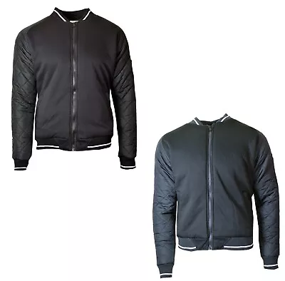Buy Mens Slim Fit Casual Baseball Varsity Style Quilted Arms Bomber Jacket Coat • 29.99£