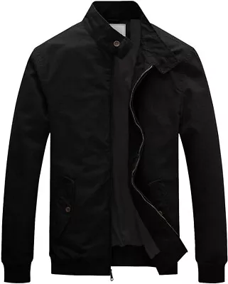 Buy Men's Cotton Shell Jacket Coat Casual Harrington Cargo Military Black Size L/XL • 19.99£