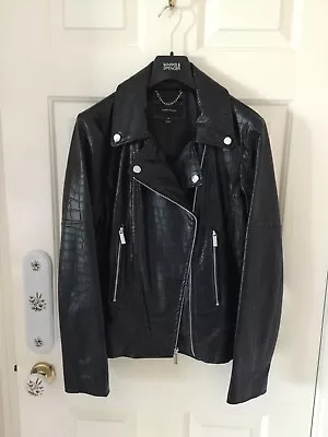 Buy Designer Karen Millen Medium Moc Croc Biker Jacket Bnwt • 70£
