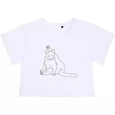 Buy 'Cat Cleaning It's Bum' Women's Cotton Crop Tops (CO038322) • 11.99£