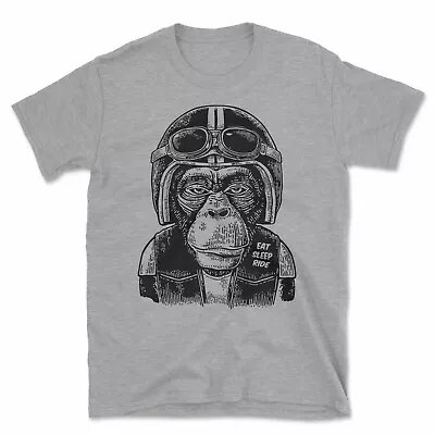 Buy Monkey Biker T-Shirt | Funny Rocker Motorbike Motorcycle Eat Sleep Ride Gift • 11.95£