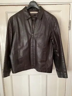 Buy Mens John Rocha Dark Brown Leather Jacket Size L  • 65£