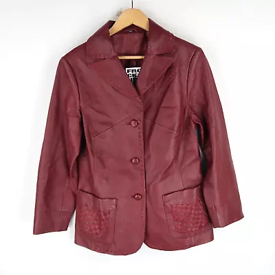 Buy Vintage Y2K Leather Blazer Jacket Womens SZ 12 (T1562) • 28.01£